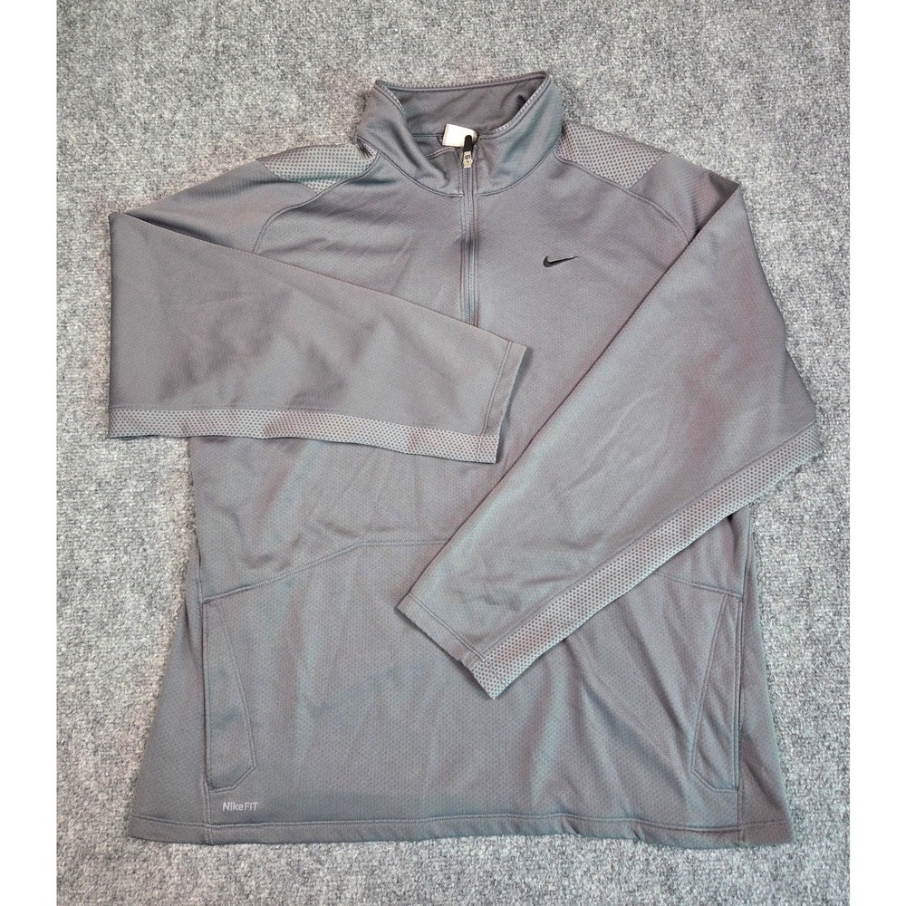 Nike Fit 1/4 Zip Pullover Mens XL Gray‎ Long Sleeve Athletic Training Top